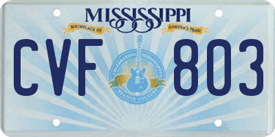 MS license plate CVF803