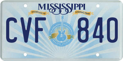 MS license plate CVF840