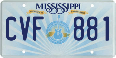 MS license plate CVF881
