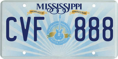 MS license plate CVF888