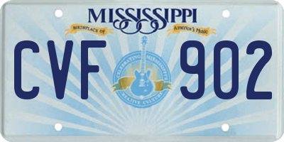 MS license plate CVF902