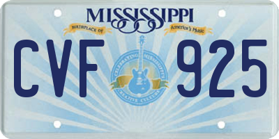 MS license plate CVF925
