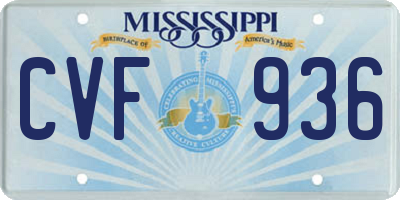 MS license plate CVF936