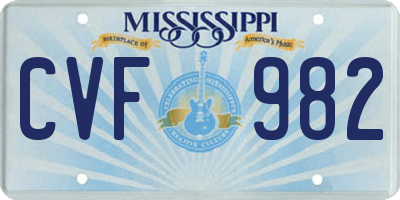 MS license plate CVF982