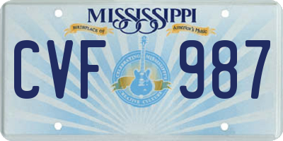 MS license plate CVF987