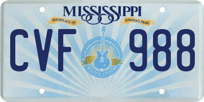 MS license plate CVF988