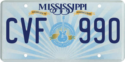 MS license plate CVF990