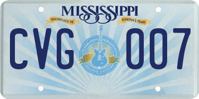 MS license plate CVG007