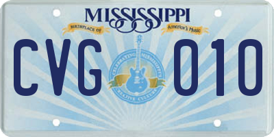 MS license plate CVG010