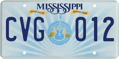 MS license plate CVG012