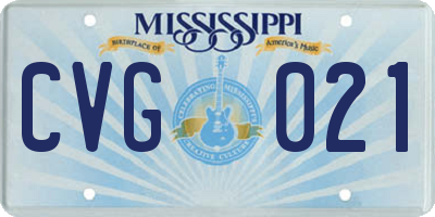 MS license plate CVG021
