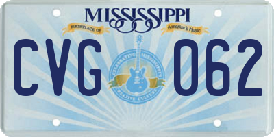 MS license plate CVG062