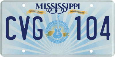 MS license plate CVG104