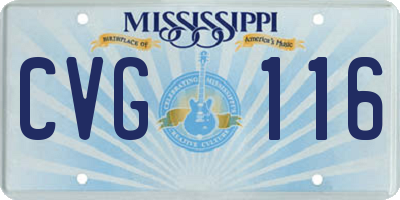 MS license plate CVG116