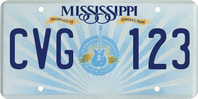 MS license plate CVG123