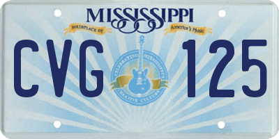 MS license plate CVG125