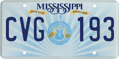 MS license plate CVG193