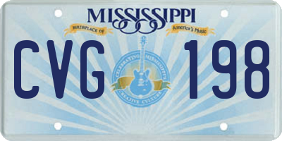 MS license plate CVG198