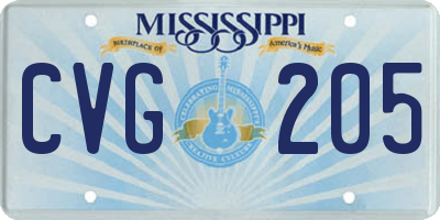 MS license plate CVG205