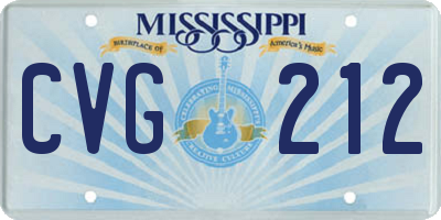 MS license plate CVG212