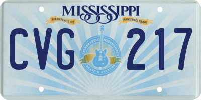 MS license plate CVG217