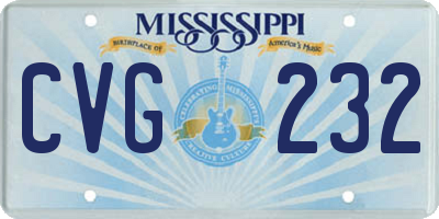 MS license plate CVG232