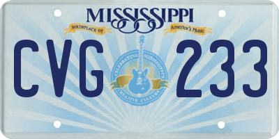 MS license plate CVG233