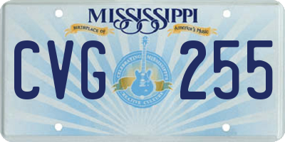 MS license plate CVG255