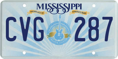 MS license plate CVG287