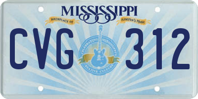 MS license plate CVG312
