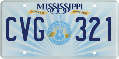MS license plate CVG321