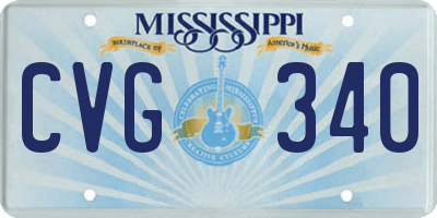 MS license plate CVG340
