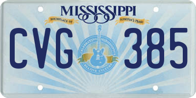 MS license plate CVG385
