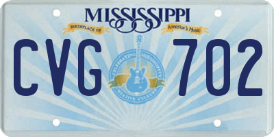 MS license plate CVG702