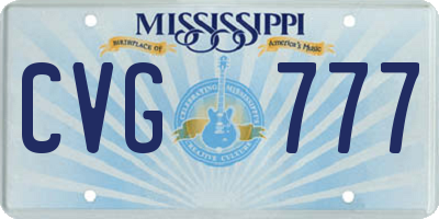 MS license plate CVG777