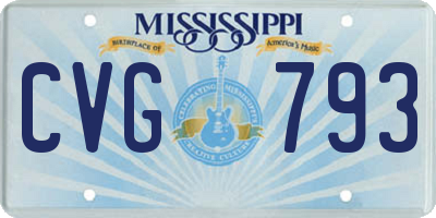 MS license plate CVG793