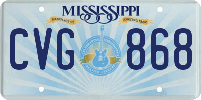 MS license plate CVG868