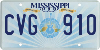 MS license plate CVG910