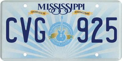 MS license plate CVG925