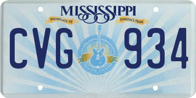 MS license plate CVG934