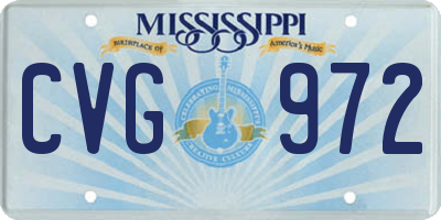 MS license plate CVG972