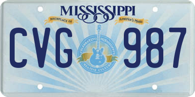 MS license plate CVG987