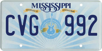 MS license plate CVG992