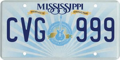 MS license plate CVG999