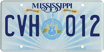 MS license plate CVH012
