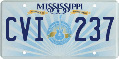 MS license plate CVI237