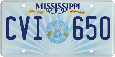 MS license plate CVI650