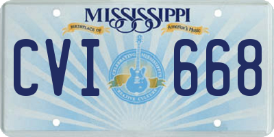 MS license plate CVI668