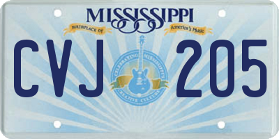 MS license plate CVJ205