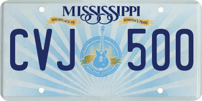MS license plate CVJ500